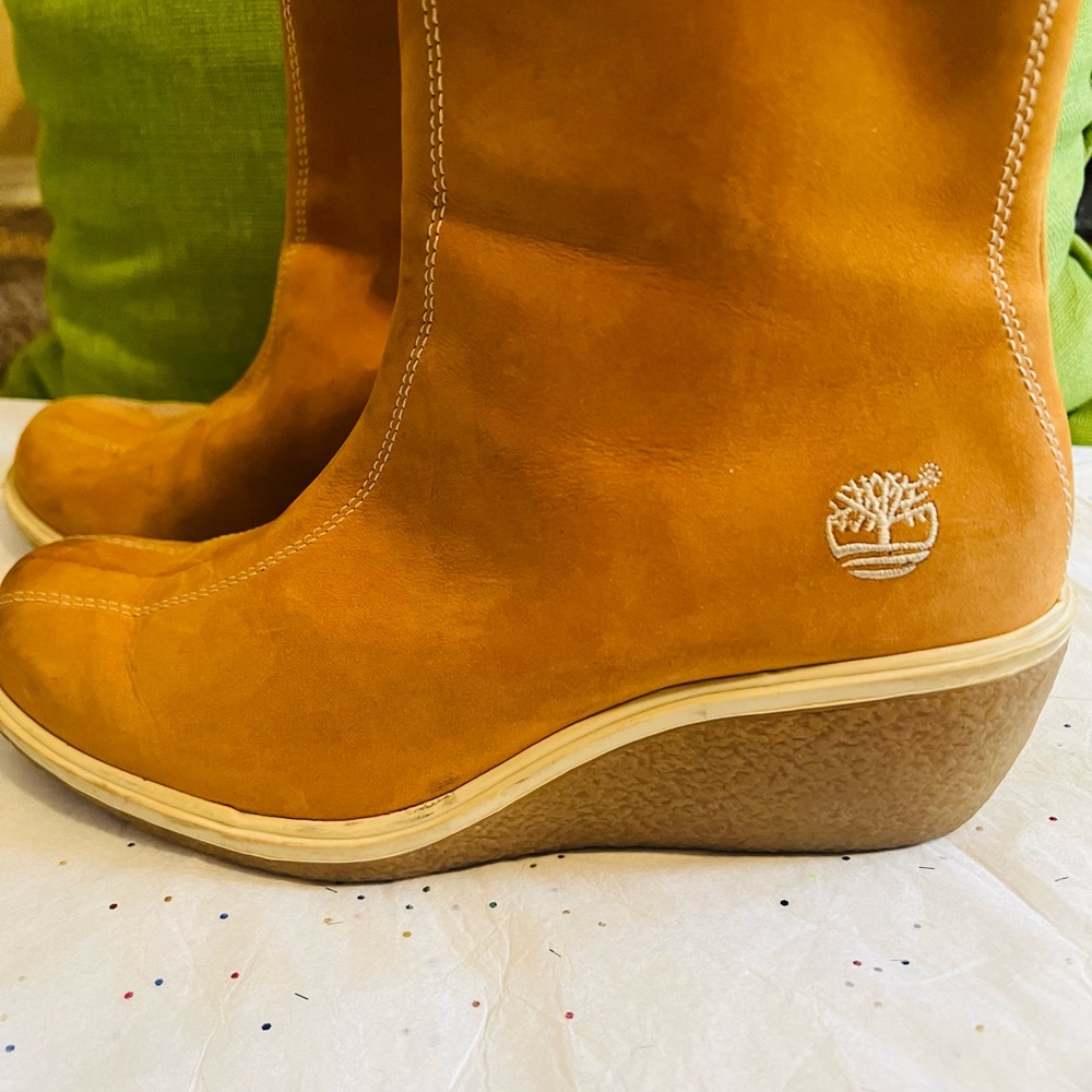 Timberland Camel Tan Wedge Zip Ankle Boots